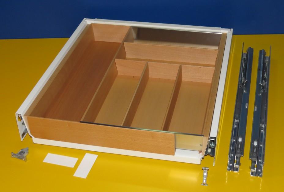 Blum Tandembox Antaro Schublade für 60er Schrankbreite mit Besteckeinsatz aus Holz, Buche