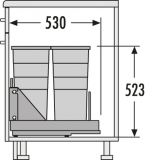Einbaumaße Höhe/Tiefe für Bottom Mount 3616-401