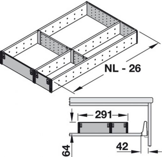 Blum Orga-Line Facheinteilung für Holzlade, ab 40cm Schrankbreite