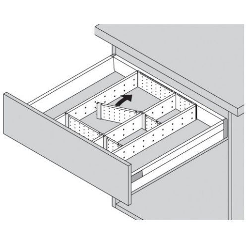 Blum Orga-Line Facheinteilung mit variablen Fachteilern (im Set je Fach nur 1 Teiler enthalten, zusätzliche bei Bedarf bitte extra bestellen)