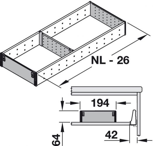 Blum Orga-Line Facheinteilung für Holzlade, ab 30cm Schrankbreite