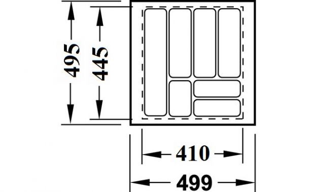 Besteckeinsatz Kunststoff weiss für 50er Schrankbreite