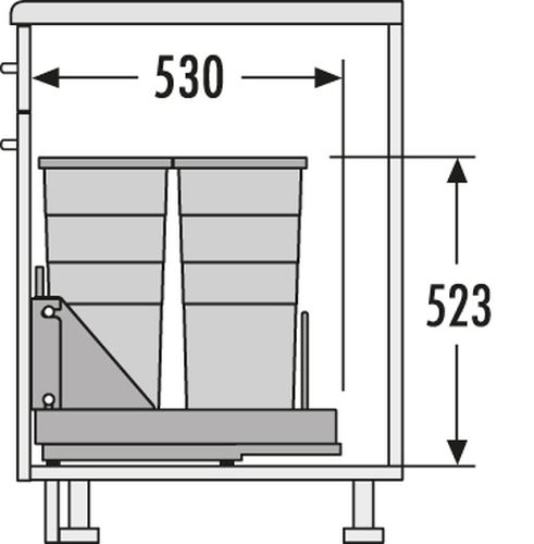 Einbaumaße Höhe/Tiefe für Bottom Mount 3616-401