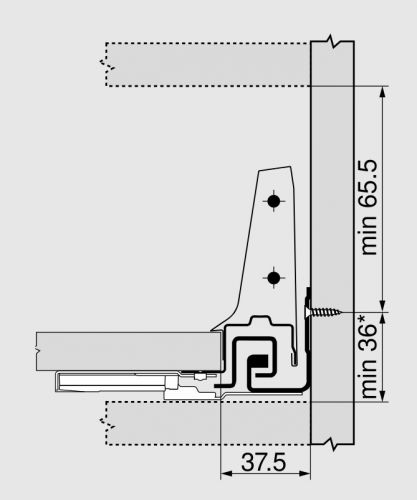 102mm Mindesteinbauhöhe bei Antaro M Tip-On-Blumotion