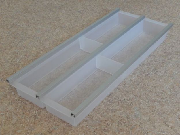 Cutlery tray, plastic, translucent white - injection moulding technique - for cupboards 30 cm wi