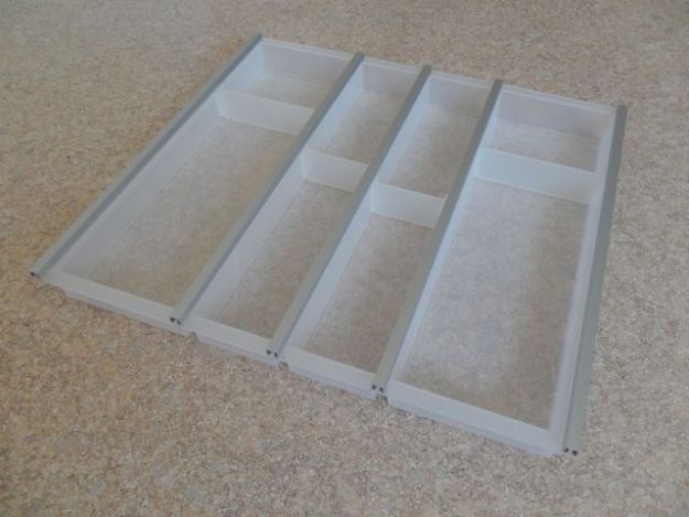 Cutlery tray plastic, translucent white - injection moulding technique - for cupboards 60 cm wid