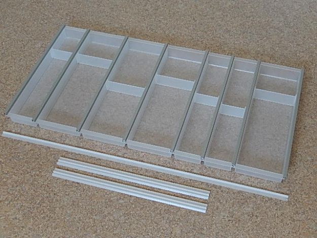Cutlery tray plastic, translucent white, injection moulding technique - for cabinets with 100 cm