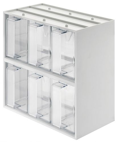Plastic chute shelf with 6 chutes, from 30 cm cabinet width