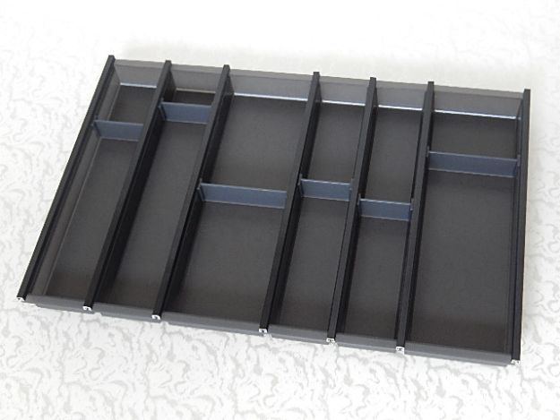 Cutlery tray plastic, translucent black - injection moulding technique - for cabinets with 80 cm