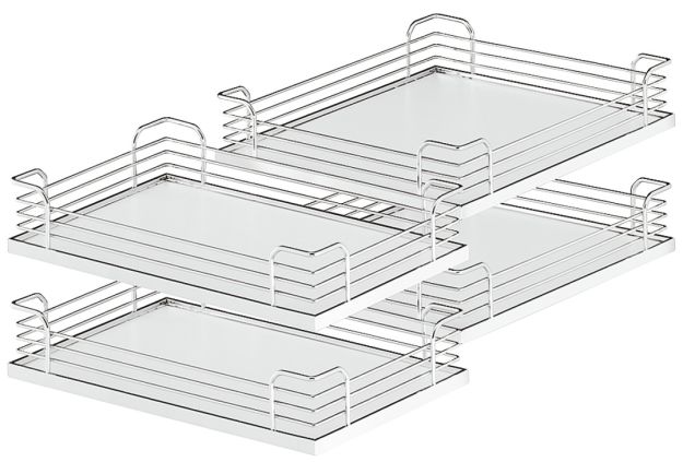 4er-Set Tablare Classic zum Einhängen, Boden weiß, Reling verchromt