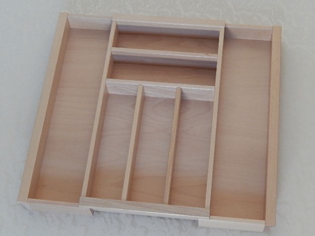 Cutlery tray beech, 7 compartments, adjustable for 40 - 60 cm cabinet width
