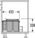 Hailo 3630-50 XXL, Mülltrennsystem für vorhandenen Frontauszug mit 50 cm Schrankbreite