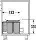 Hailo 3630-45 XXL, Mülltrennsystem für vorhandenen Frontauszug mit 45 cm Schrankbreite